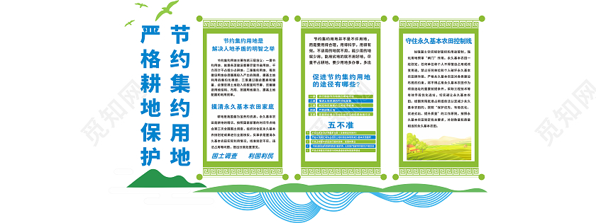 简约绿色田园风格农村农业耕地保护文化墙农业文化墙