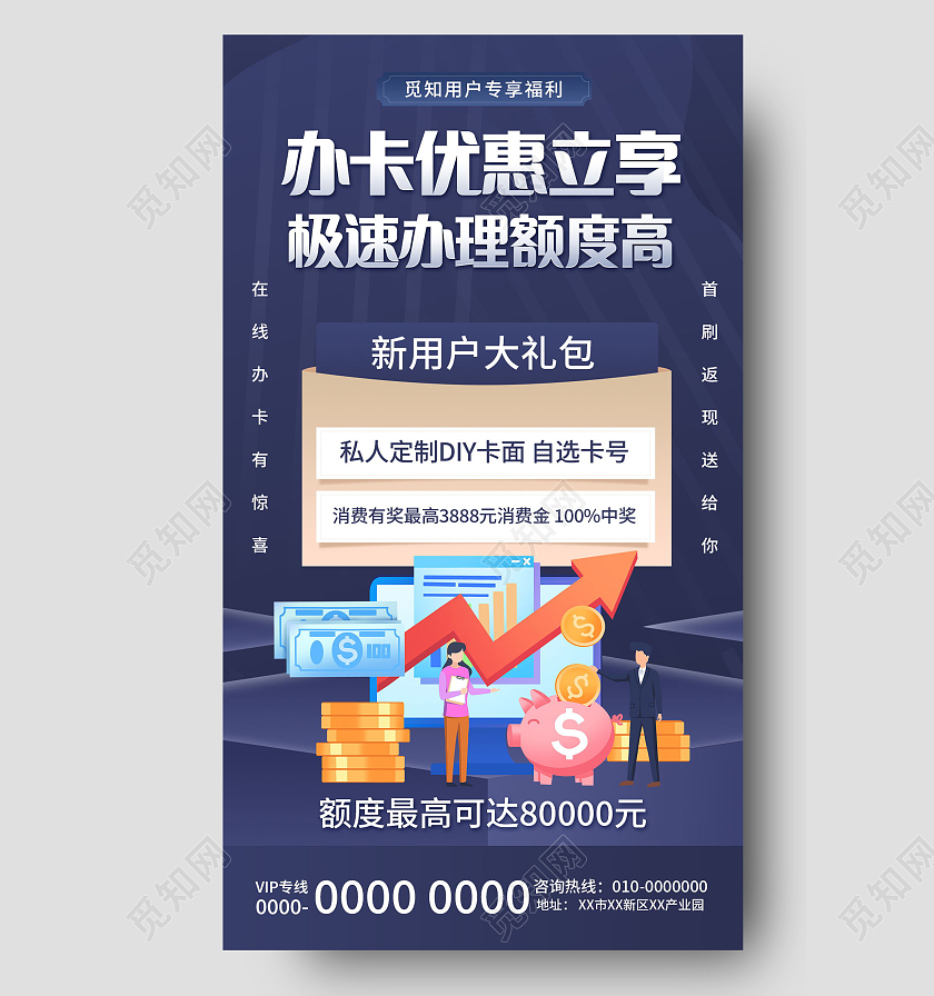 信用卡活动促销金融理财手机海报模板设计