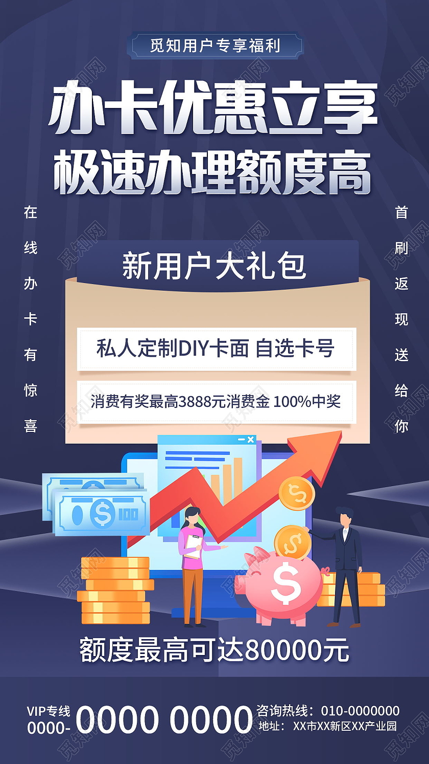 信用卡活动促销金融理财手机海报模板设计