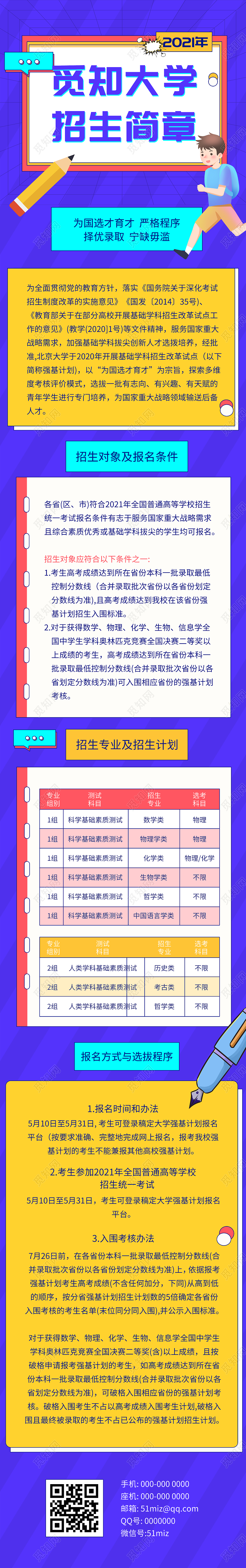 蓝色简约大学招生简章UI手机长图招生简章长图