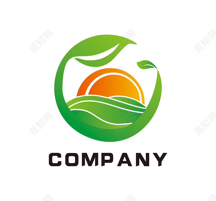 农业logo太阳logo圆形logo黄色绿色logo