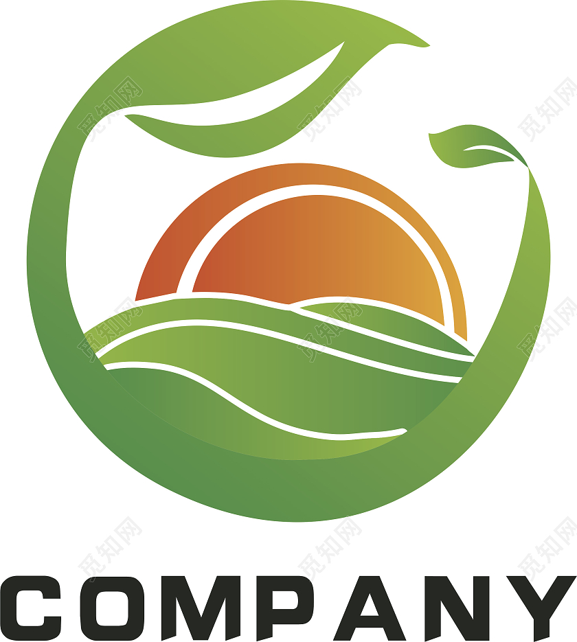 农业logo太阳logo圆形logo黄色绿色logo