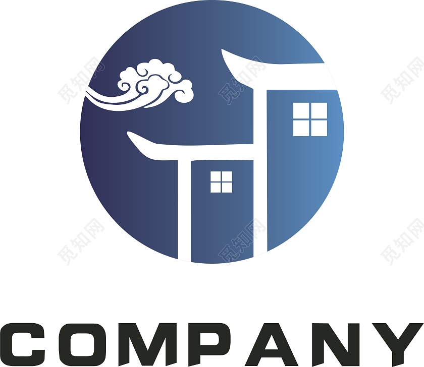 家居行业标识logo圆形logo蓝色logo家居logo