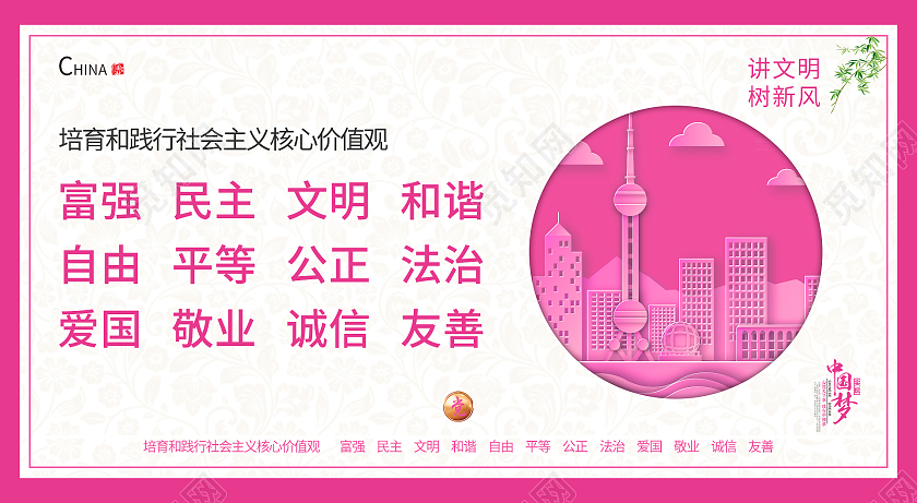 简约大气培育和践行社会主义核心价值观展板套图设计价值观套图