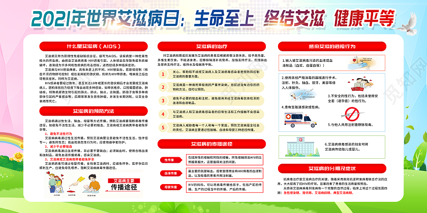 绿色简约背景世界艾滋病日宣传栏