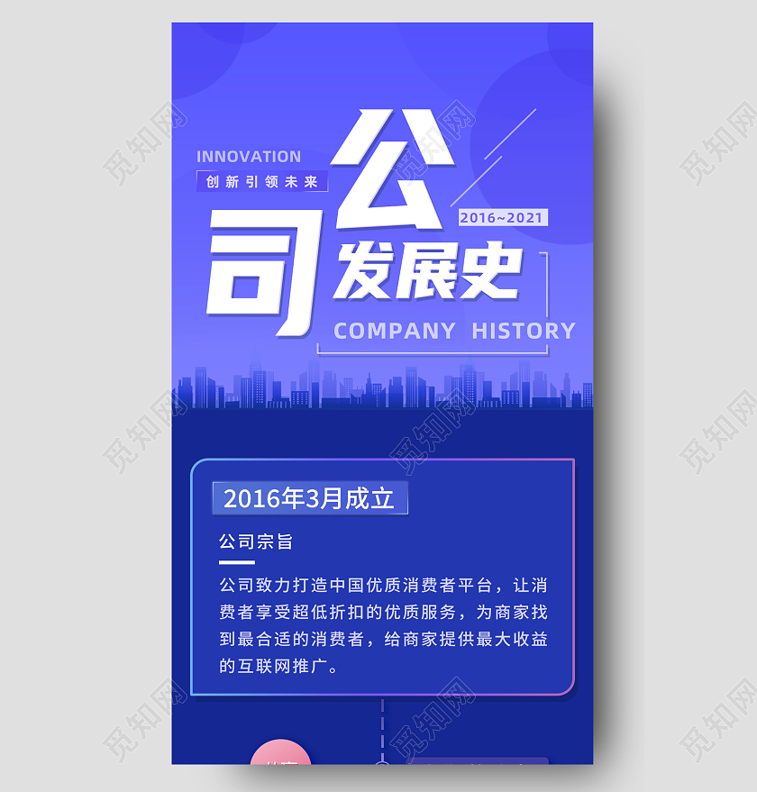 蓝色简约公司发展史企业简介企业信息企业长图