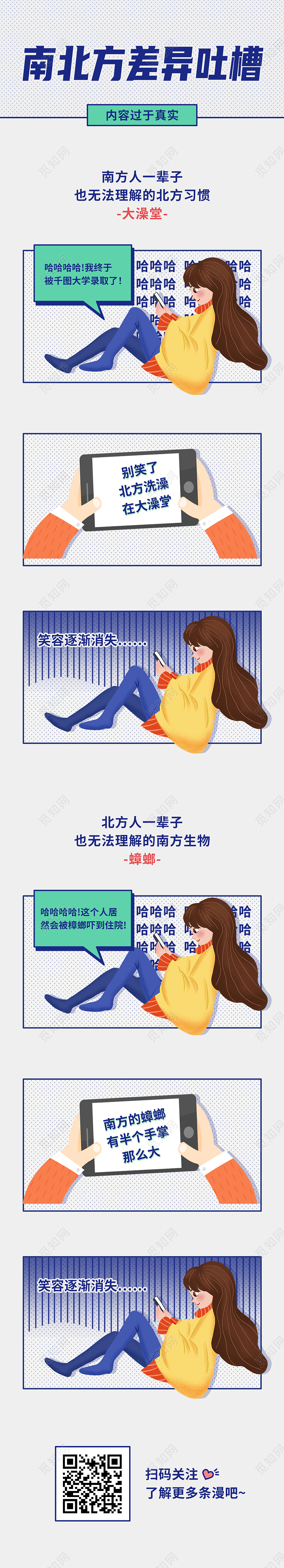 白色卡通南北方差异吐槽南北差异漫画长图