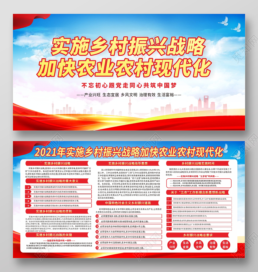 红色大气背景实施乡村振兴战略加快农业农村现代化乡村振兴宣传栏