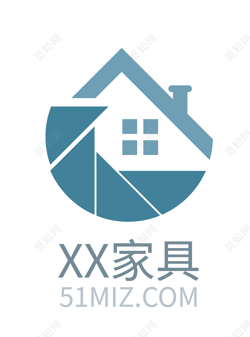 蓝色几何卡通风创意家具LOGO家具logo
