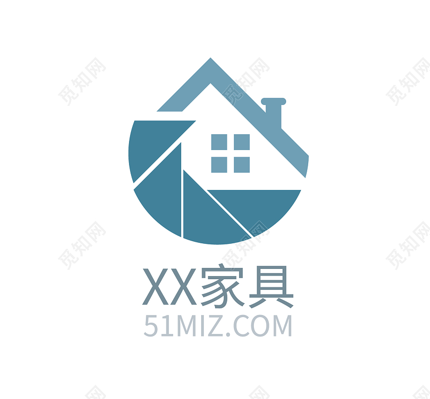 蓝色几何卡通风创意家具LOGO家具logo