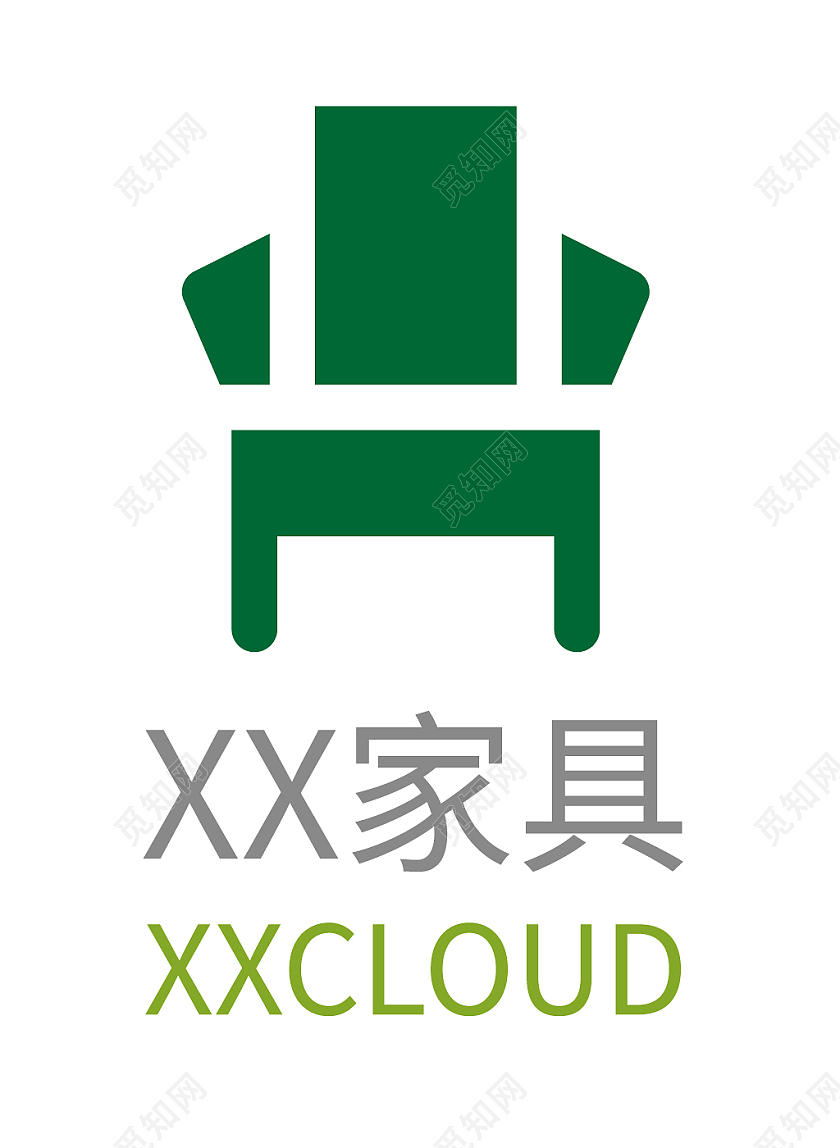 绿色几何卡通创意风家具LOGO家具logo