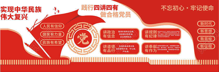 红色庄重简约践行四讲四有做合格党员红色大气党建文化践行四讲四有做合格党员红色大气党建文化墙
