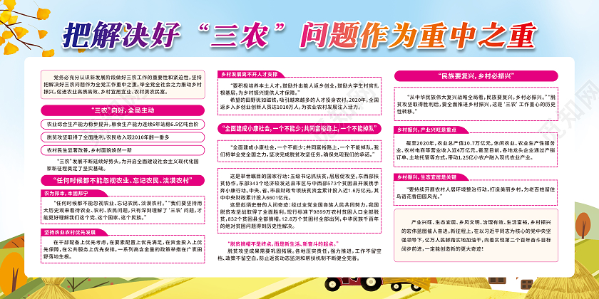 蓝色卡通实施乡村振兴战略建设新时代美丽新农村宣传栏乡村振兴宣传栏