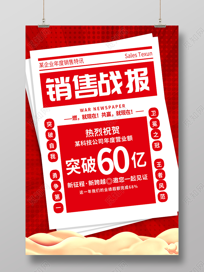 红色创意销售战报销售业绩海报设计