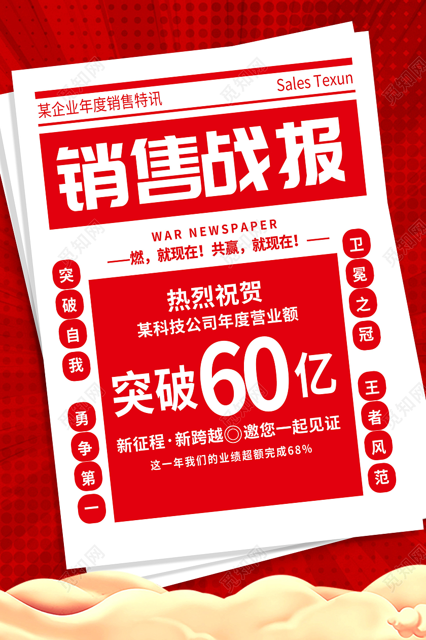 红色创意销售战报销售业绩海报设计