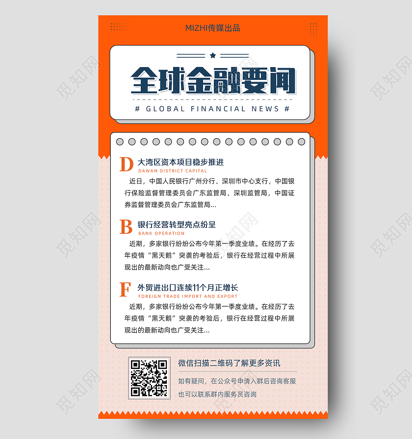 橘色简约商务全球金融要闻今日要闻H5