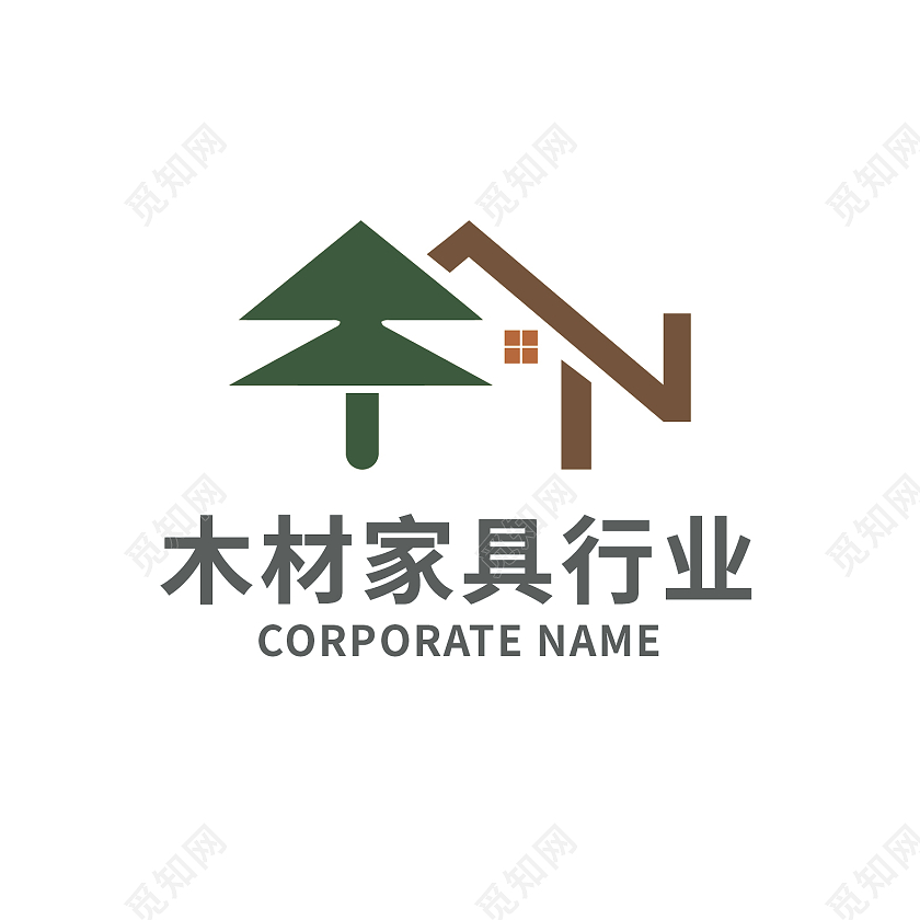 绿色环保木材家具行业企业标识logo花店logo