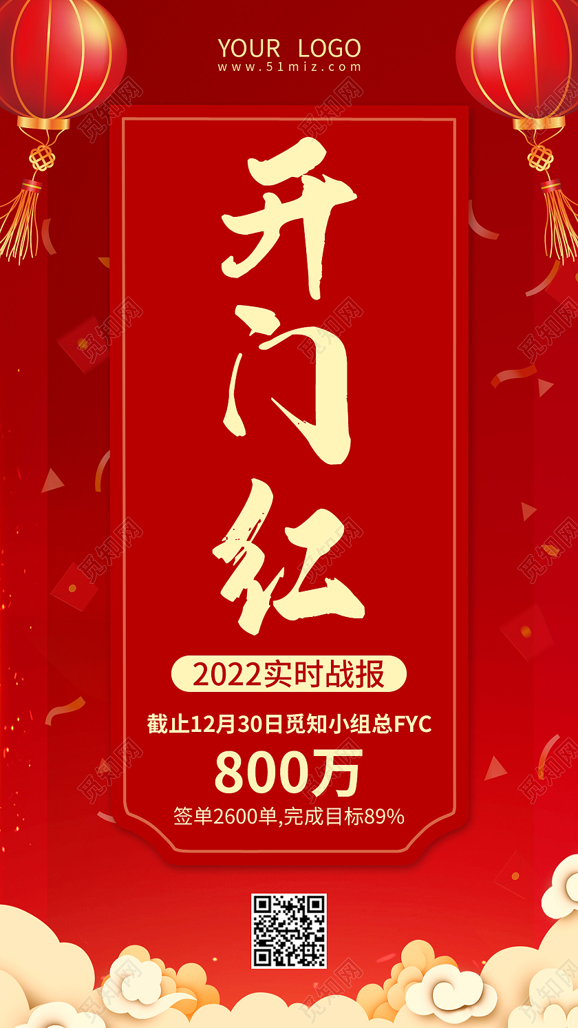 红色喜庆开门红战报开门红战报手机海报