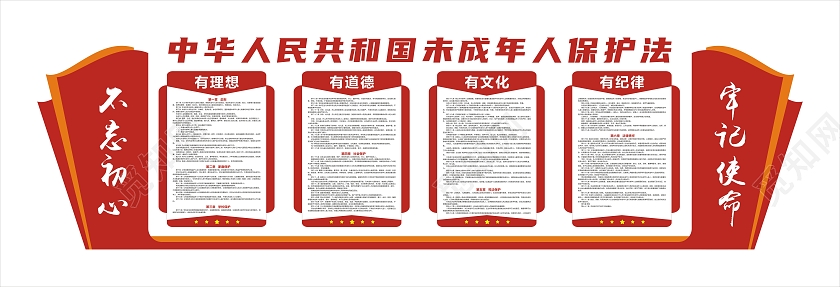 红色中华人民共和国未成年人保护法文化墙未成年人保护法文化墙未成年人保护法宣传栏