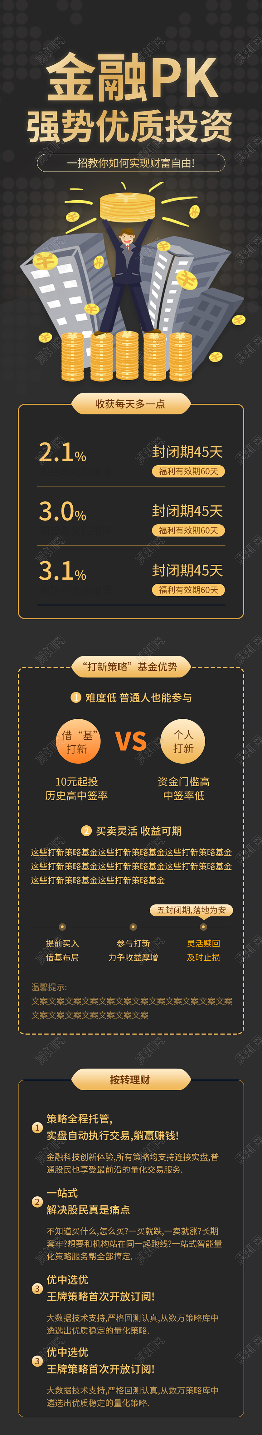 黑色简约风金融PK强势优质投资金融理财手机长图金融长图