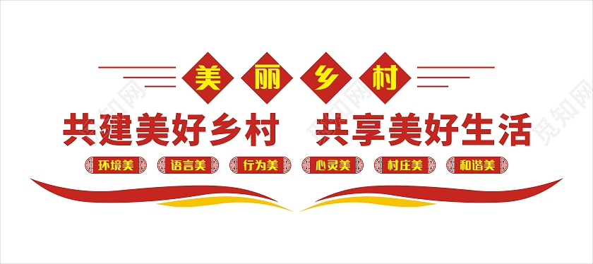 红色共建美好乡村共享美好生活文化墙农村文化墙