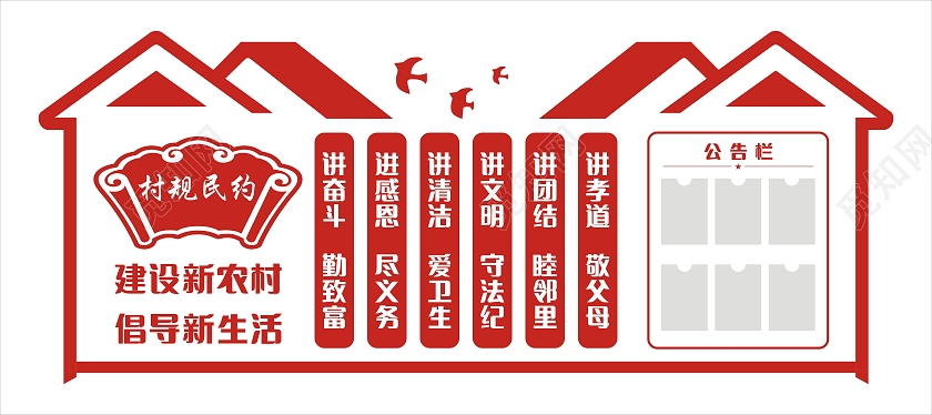 红色建设新农村倡导新生活文化墙农村文化墙