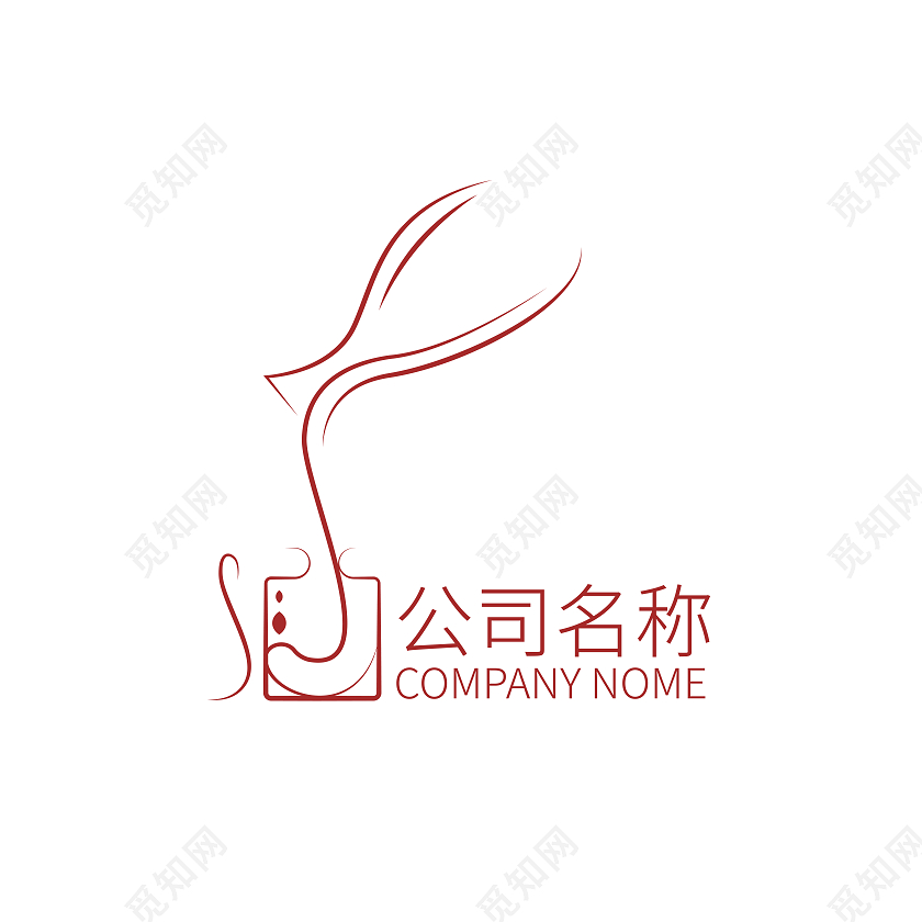 红色 线条酒馆酒吧 酒馆 标志logo酒logo