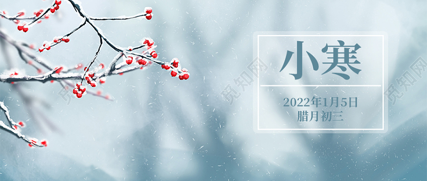 蓝色简约小寒首图微信公众号首图