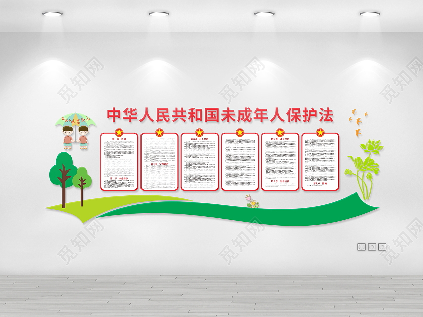 绿色大气中华人民共和国未成年人保护法文化墙未成年人保护法宣传栏