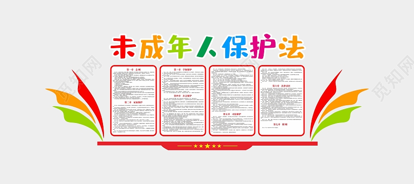 红色大气中华人民共和国未成年人保护法文化墙未成年人保护法宣传栏