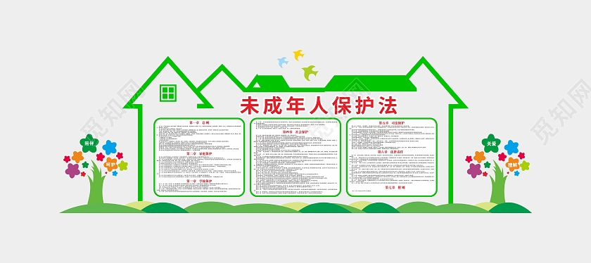 绿色大气中华人民共和国未成年人保护法文化墙未成年人保护法宣传栏
