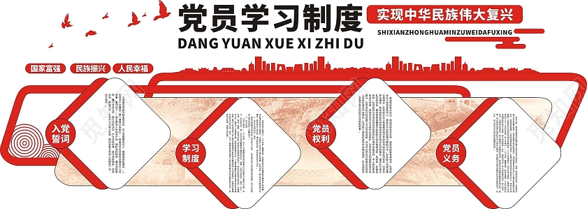 红色庄重简约制度文化墙党建文化墙学习制度