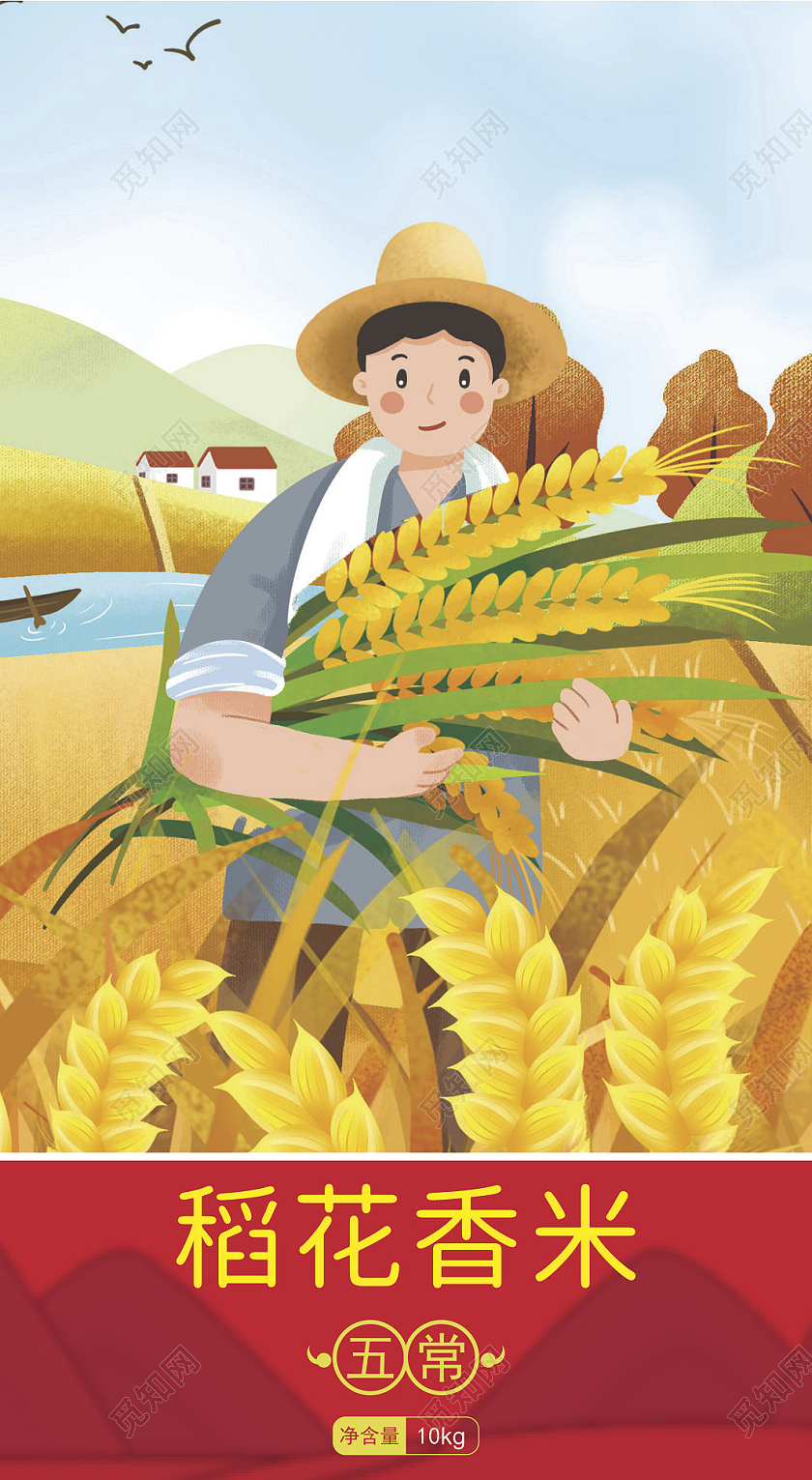 东北大米五常大米稻花香米米杂粮大米包装模板