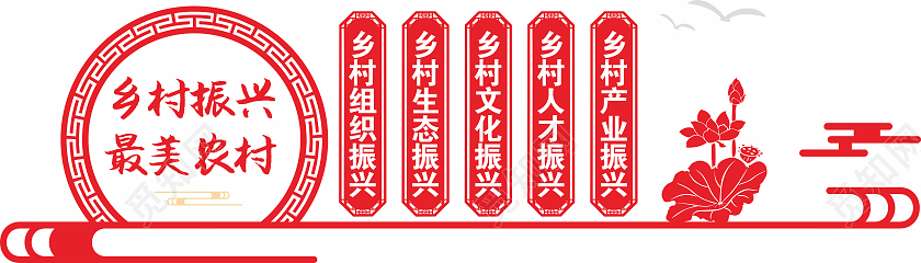大气红色圆形风格乡村振兴农村文化墙