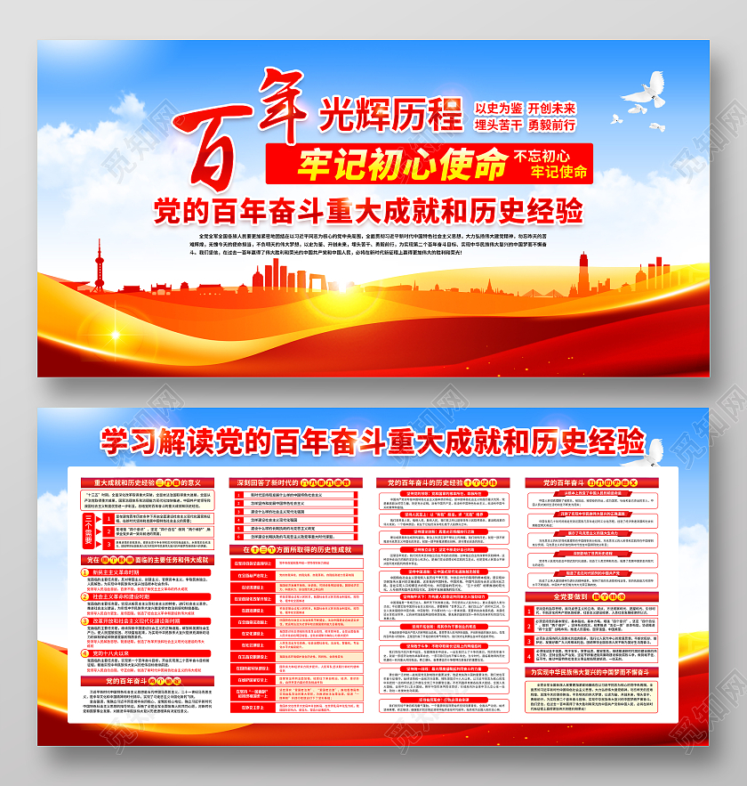 蓝色风格学习党的百年奋斗重大成就和历史经验建党百年成就经验
