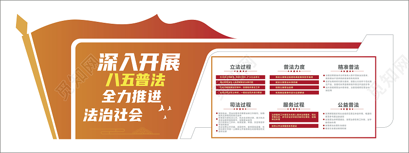 棕色中国风班级名片文化学校文化墙八五普法文化墙