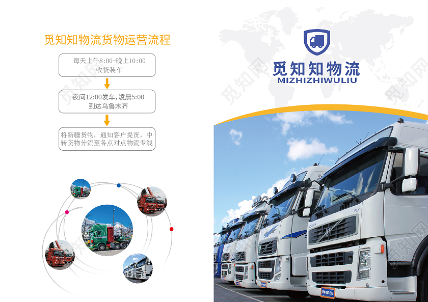 浅色简约物流画册封面卡车物流流程