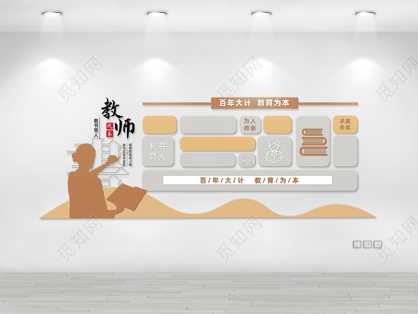 黄色简约风教师风采文化墙设计创意校园文化墙