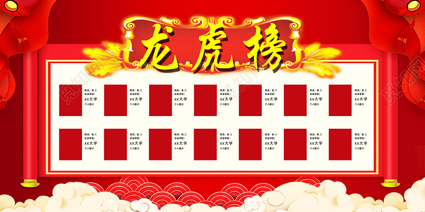 红色喜庆背景龙虎榜榜单获奖荣誉榜单龙虎榜海报展板