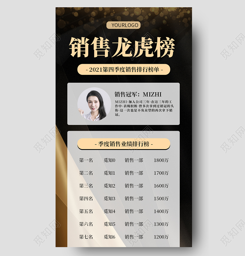 黑金简约大气商务销售龙虎榜龙虎榜长图