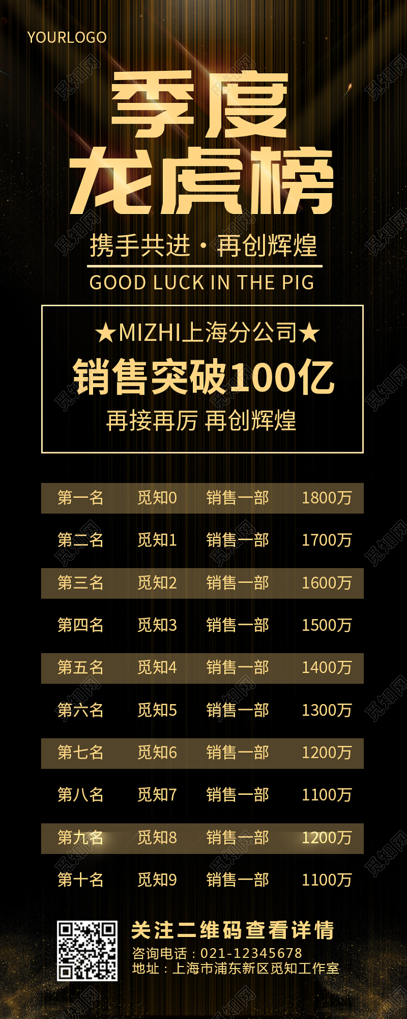 黑色金色大气商务季度龙虎榜龙虎榜长图