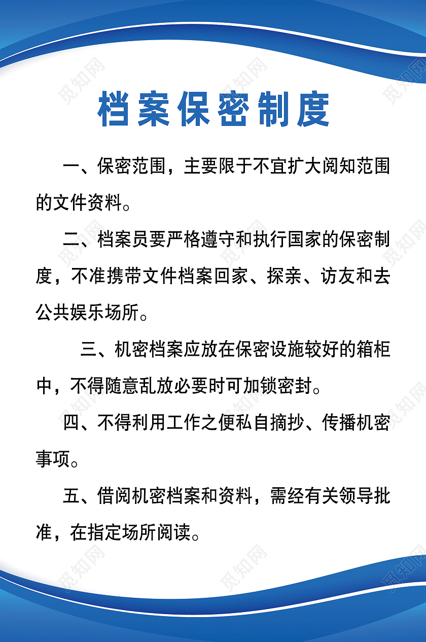蓝色简约档案保密制度保密制度保密海报