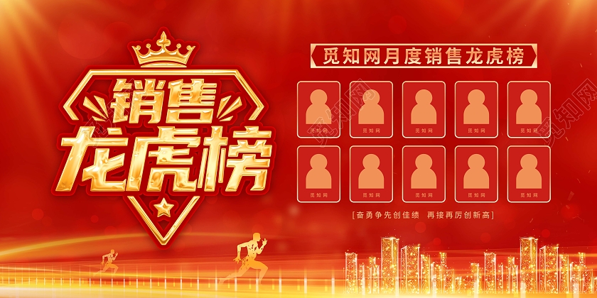 红色喜庆大气公司企业2022龙虎榜宣传展板