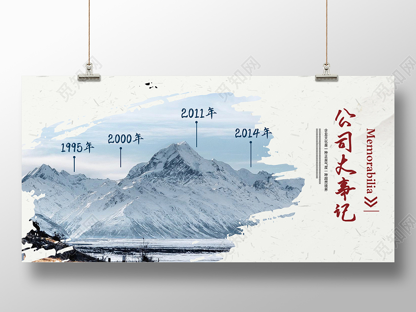 白色简约中式企业励志大事记展板