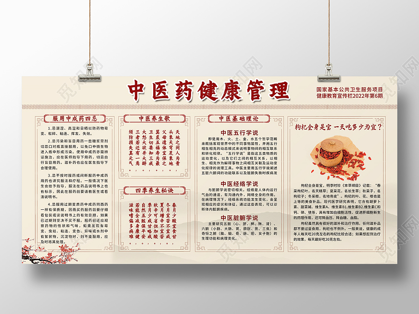 黄色中式风中医药健康管理健康管理海报宣传展板