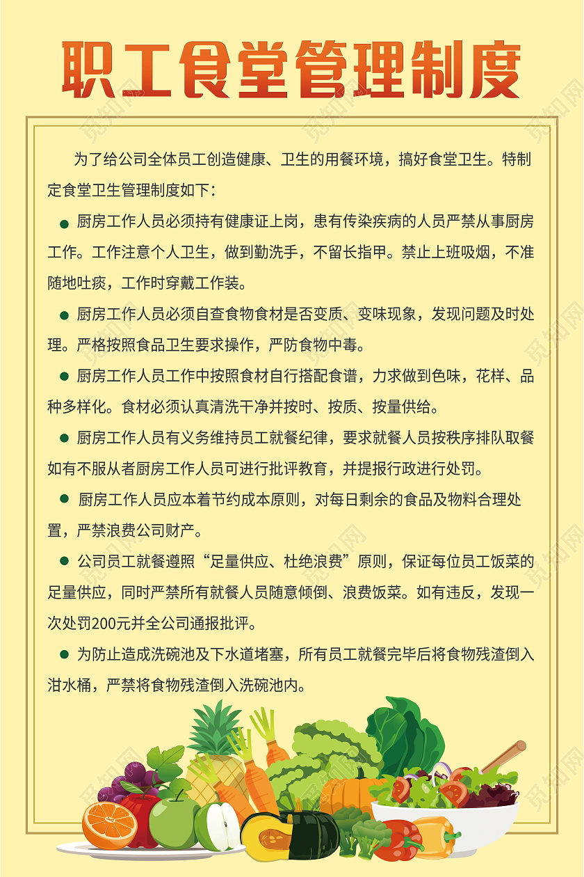 食堂工作管理制度食品采购验收制度模板设计档案封面