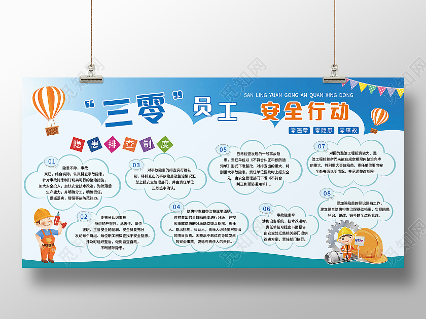 三零员工安全行动隐患排除制度展板设计三零创建