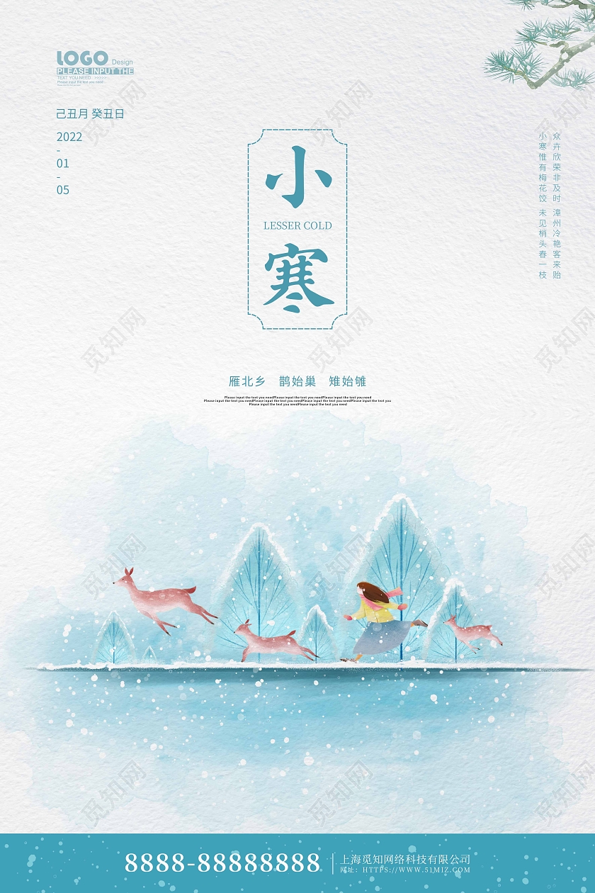 水墨中国风小寒传统节气宣传海报