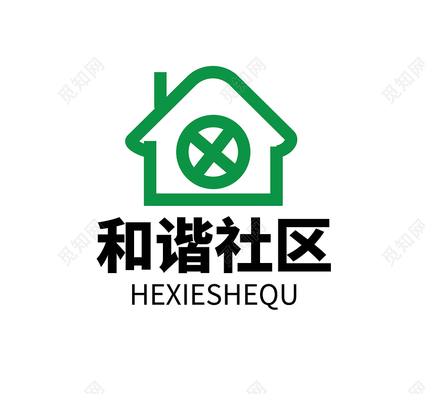 绿色简洁创意和谐社区logo标志设计社区标识