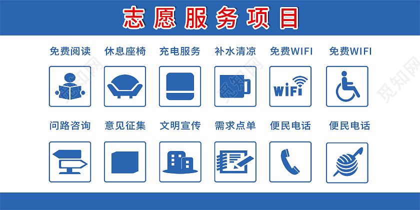 简约大气蓝色志愿服务项目